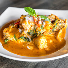 Load image into Gallery viewer, Image of a white bowl contain a portion of fish curry